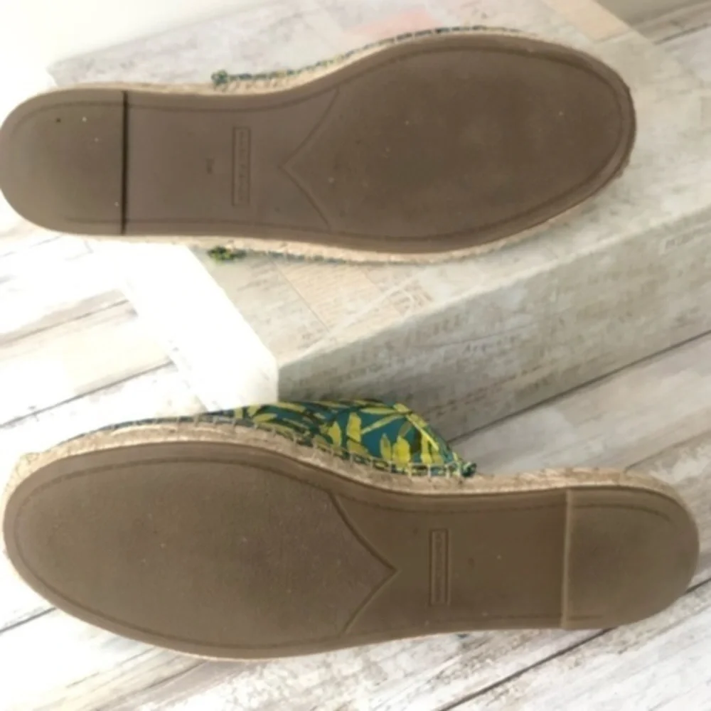 Marc Fisher Palm Leaf Slip On Jute Espadrille Size 9.5M Summer Resort Vacation